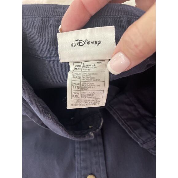 Walt Disney‎ World Shirt Mens XXL Blue Button Down Mickey Mouse White Logo - Picture 8 of 10
